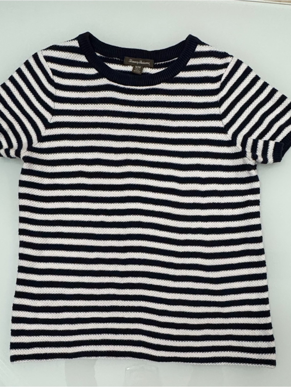 Tommy Bahama Womens Navy & White Striped Knit Top